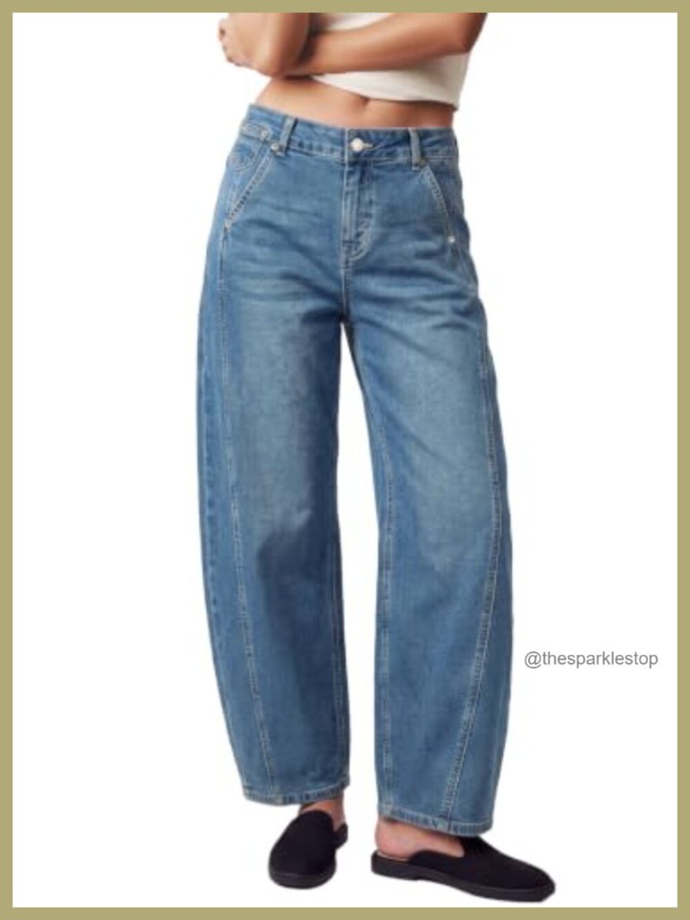 EVALESS Women's Barrel Jeans High Waist Cropped Stretch Denim Ankle Pants